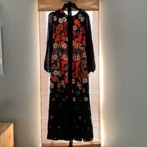 Shein Black Floral Maxi Dress